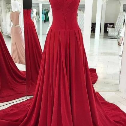 Charming Strapless Red Long Prom Formal Gowns,Red Long Evening Dress on ...