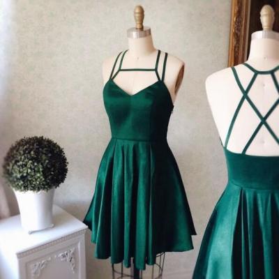 Emerald Green Halter Backless Homecoming Dress,Short Prom Dress,Cute Party Dress,2017 Graduation Dress