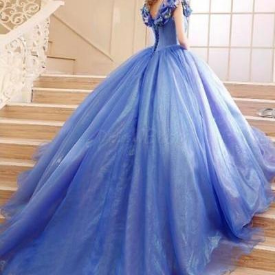 Elegant Off the Shoulder Cinderella Princess Lace-Up Ball Gown