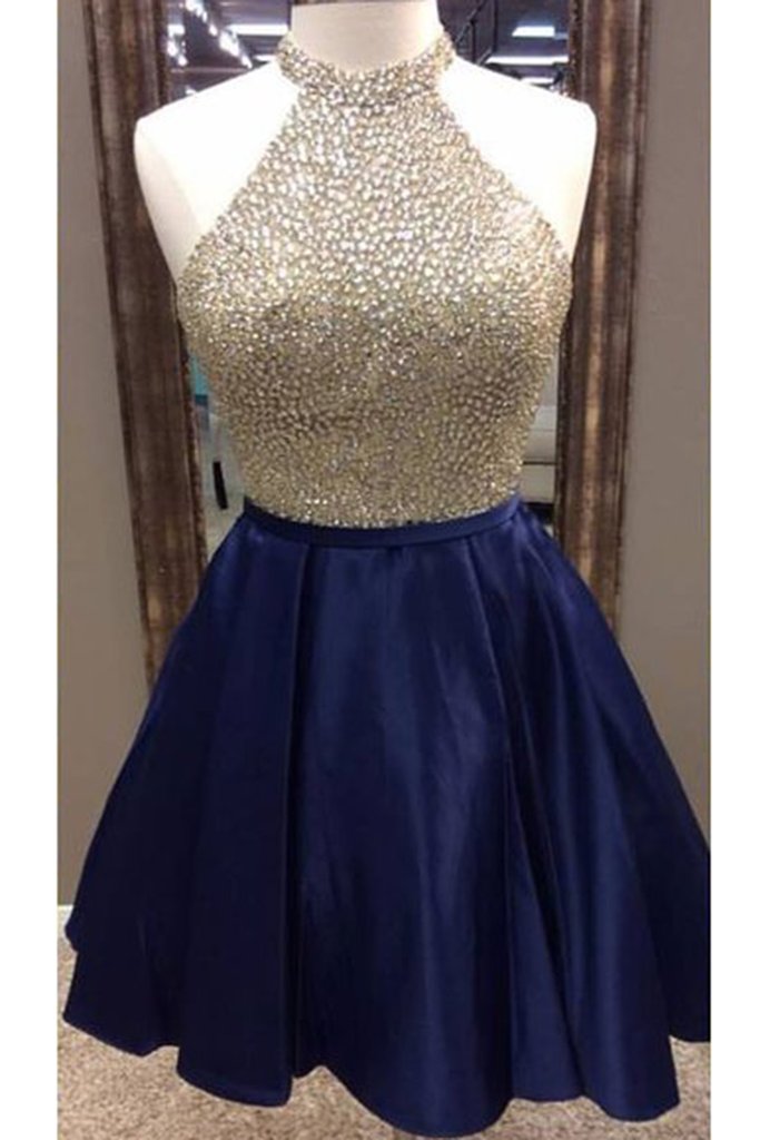 dark blue short prom dresses