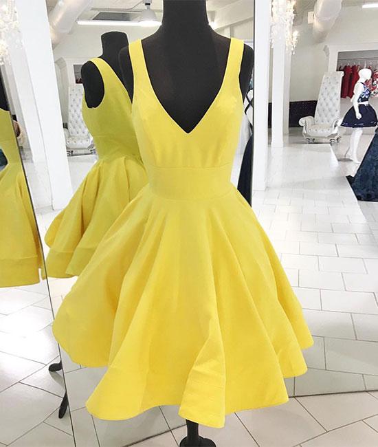 yellow homecoming dresses short