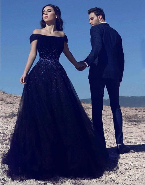 navy blue long formal gowns