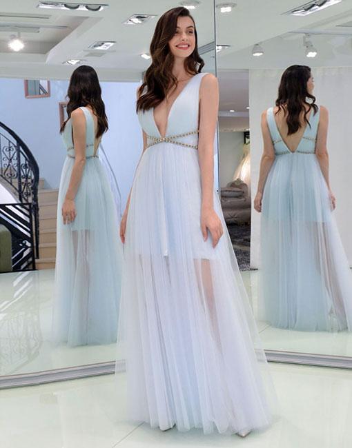 soft blue prom dresses