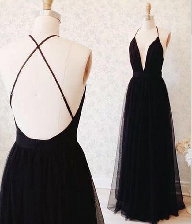 plain black prom dress