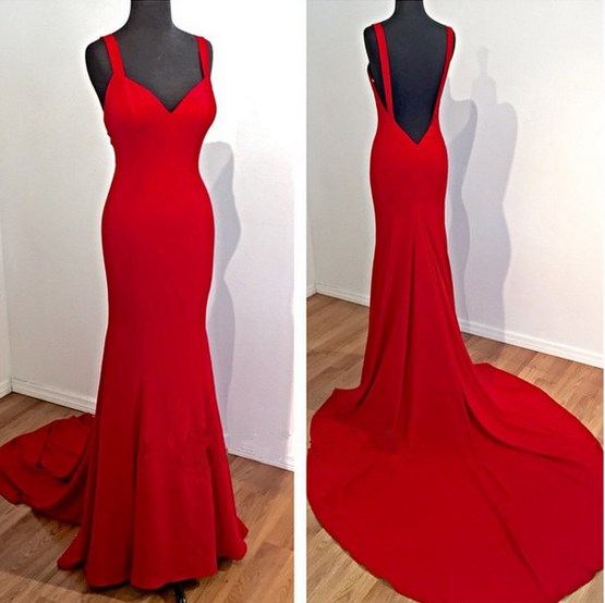 red satin silk dress