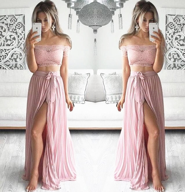 blush color evening gowns