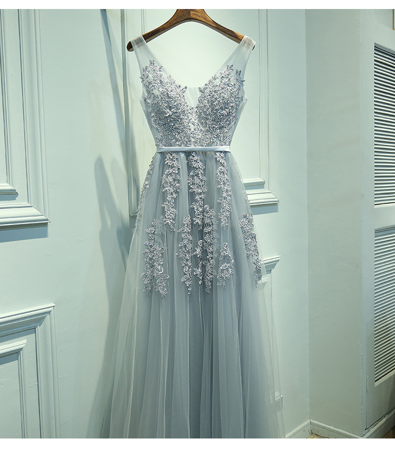 Gray Long Prom Dress