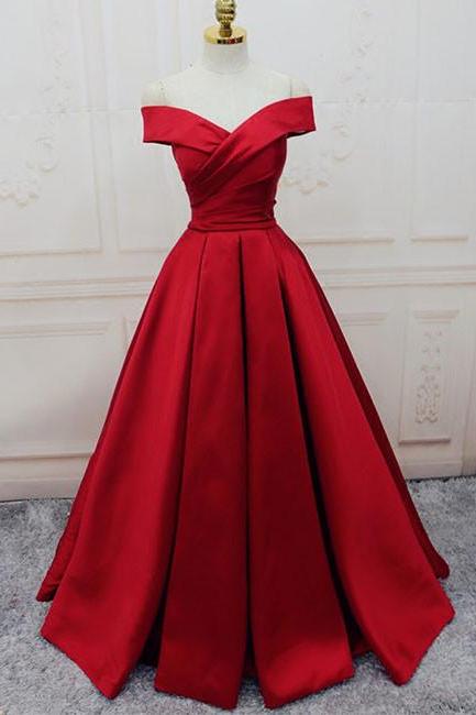 Gorgeous Red Off Shoulder Prom Dress,Long Evening Dress,Lace up Prom Dress,Red Ball Gowns