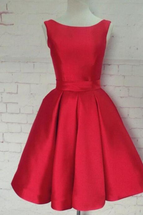 A-line Scoop Red Homecoming Dress with Ribbon, Short Prom Dress, Red Homecoming Dress, Short Homecoimg Dress, Party Dress, Red Dress, Evening Dress